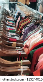 Clothes in a coat rack
