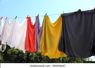 Clothes Drying On The Ropes