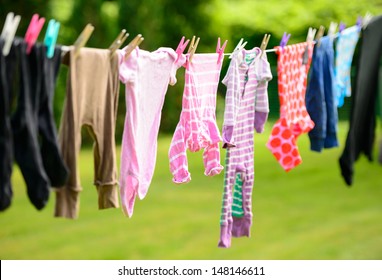 Clothes Hanging On Line In Garden