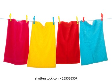 Clothes Line With Colorful Towels