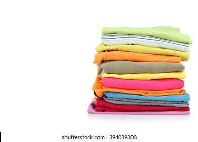 Clothes Neatly Folded On White Isolated Background