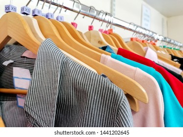 Clothes On Rack In Charity Shop/Thrift Store/Secondhand Store