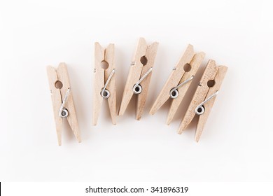Clothes Pegs on White Background