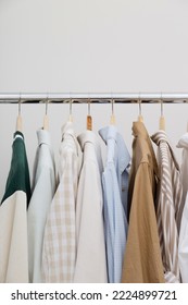 Clothes rack - Capsule minimal wardrobe background. - Shutterstock ID 2224899721