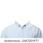 Clothes replacement template for passport photo or other documents. Light blue shirt isolated on white