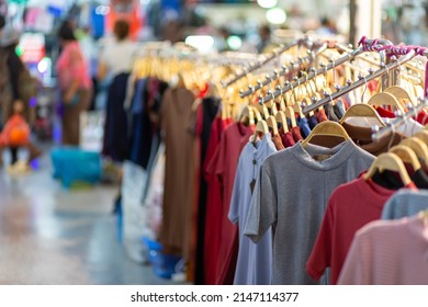 Clothes for sale at market,Wholesale clothing market in Thailand - Shutterstock ID 2147114377