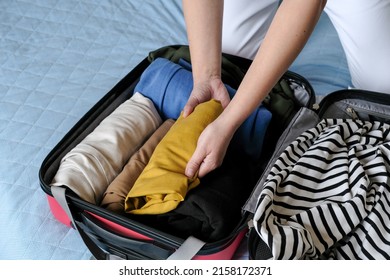 Clothes Suitcase Traveling Luggage Summer Travel Stock Photo 2158172371 ...