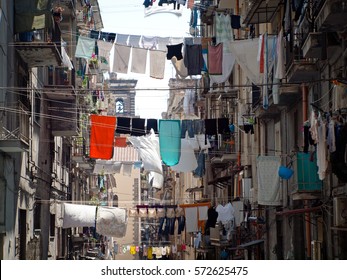 Clothesline. Street Life In Naples, Italy. 