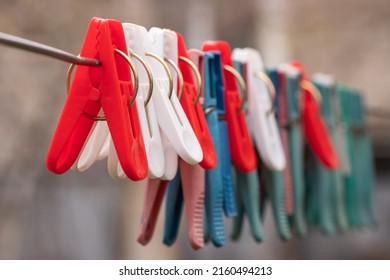 Clothespins Clothes Line On Blur Background Stock Photo 2160494213 ...