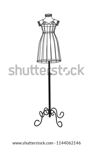 Clothing iron mannequin display woman and girl isolated on white