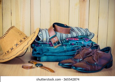 Clothing Men On Wooden Floor Stock Photo 365542874 | Shutterstock