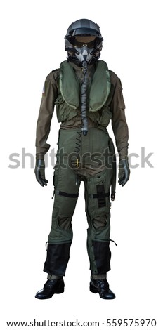 clothing for pilots or pilots suit on white background