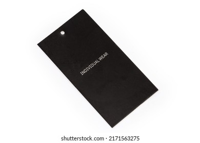 Clothing Swing Tag In The Form Of Black Carton Sheet With Hole And White Inscription 