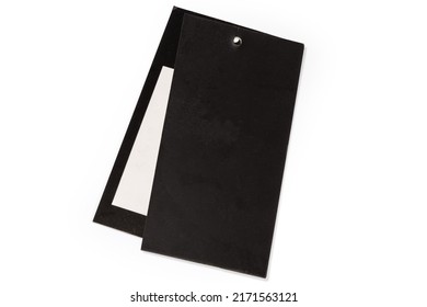 Clothing Swing Tag In The Form Of Two Black And White Carton Sheets With Holes On A White Background
