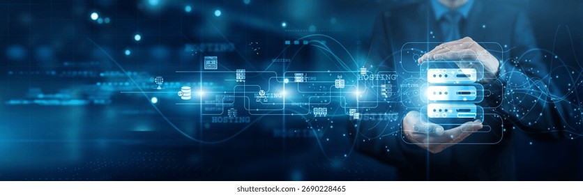 Cloud architect hands holding cloud cloud computing network connections virtualization scalability storage access deployment services integration infrastructure flexibility platform.