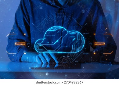 Cloud architecture platform. Internet infrastructure concept. Abstract technology background. Digital saas solution.