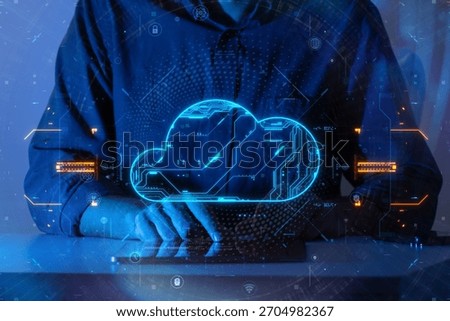 Cloud architecture platform. Internet infrastructure concept. Abstract technology background. Digital saas solution.