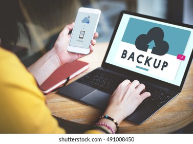 Cloud Backup Upload Transfer Sync Graphic Concept