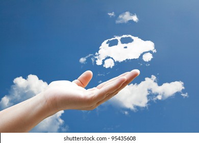 Cloud Car Flying From Hand  To Sky