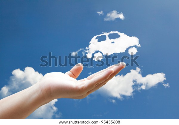 Cloud car flying from hand \
to sky