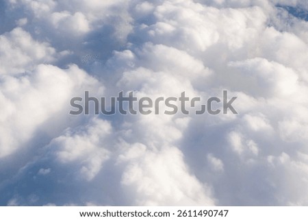 Cloud and cloudscape aerial sky. Aerial cloudscape view covered with cloud. Aerial cloudy sky view. Cloud view from plane. Sky in cloud. Cloudscape with cloudy weather. Nebulosity background