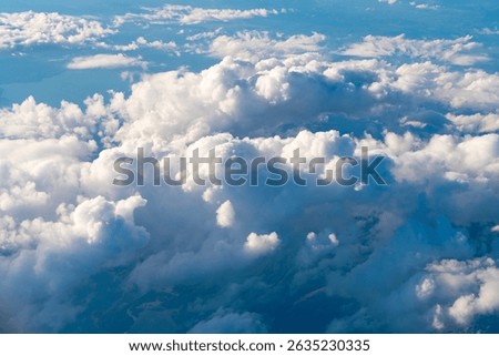 Cloud and cloudscape aerial sky. Aerial cloudscape view covered with cloud. Aerial cloudy sky view. Cloud view from plane. Sky in cloud. Cloudscape with cloudy weather. Nebulosity background