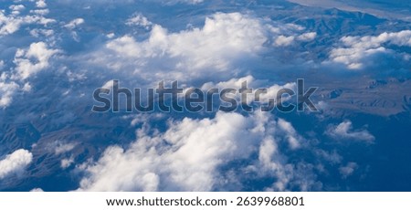 Cloud and cloudscape aerial sky. Aerial cloudscape view covered with cloud. Aerial cloudy sky view. Cloud view from plane. Sky in cloud. Cloudscape with cloudy weather. Nebulosity background