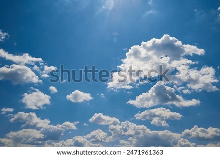 Cloud cluster in blue sky close-up, clouds cluster in the sky