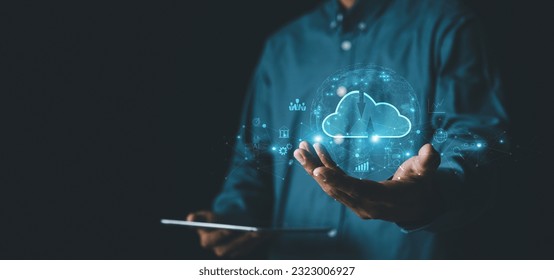 Cloud computer Storage and data transfer Cloud network , Cloud technology. Networking and internet service concept.	