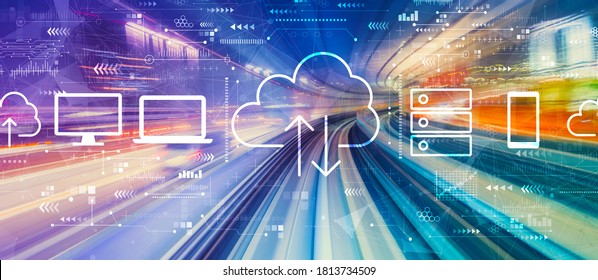 Cloud Computing With Abstract High Speed Technology POV Motion Blur