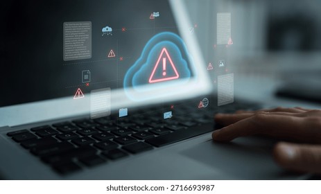 Cloud computing with alert icons and security elements, representing real-time threat detection, risk prevention, and digital infrastructure protection Parse