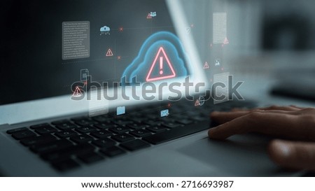 Cloud computing with alert icons and security elements, representing real-time threat detection, risk prevention, and digital infrastructure protection Parse