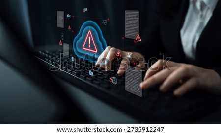 Cloud computing with alert icons and security elements, representing real-time threat detection, risk prevention, and digital infrastructure protection Parse