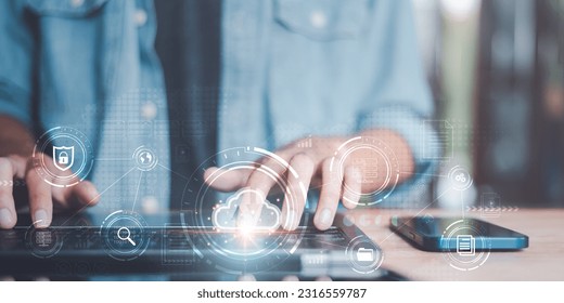 cloud computing backup technology concept ,Access to server communication services ,database connection with modern hardware and software ,Security Administration ,Personal Storage Management

