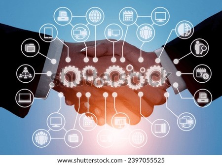 Cloud computing. Business communication handshake