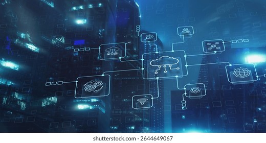 Cloud computing concept 2025. Information cloud technology icon.