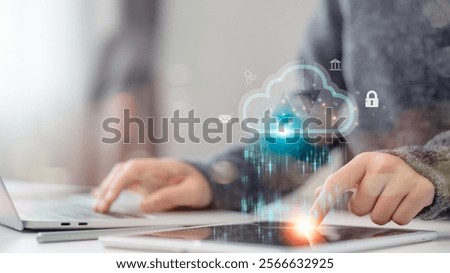 Cloud computing concept, Backup Storage Data Internet, networking and digital, Share global, technology concept. Internet of things. new technology big data and business process strategy.