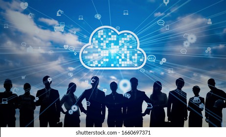 Cloud computing concept. Communication network. Human resources. - Shutterstock ID 1660697371