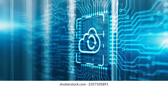 Cloud computing concept. Connect to cloud. 3d Electronic Circuit Board Chip