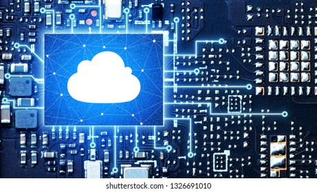 Cloud computing concept, connect to cloud, circuit board background