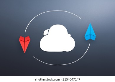Cloud computing concept - connect to cloud with paper plane