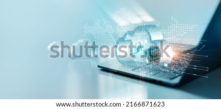 Cloud computing concept. Data security and cloud connection technology, Encryption personal information