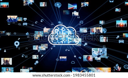Cloud computing concept. Image analysis. Digital contents. Artificial intelligence.