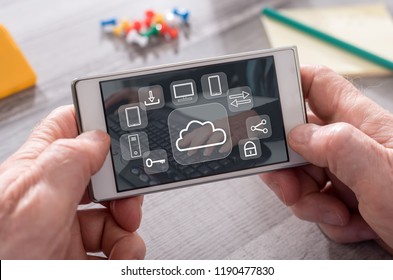 Cloud computing concept on mobile phone