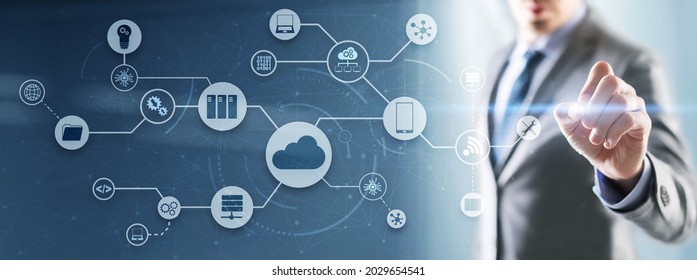 Cloud Computing concept on modern city futuristic background