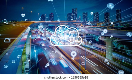 Cloud computing concept. Smart city. Communication network.