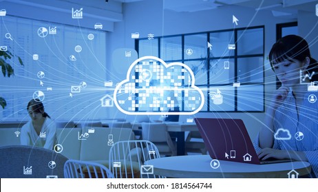 Cloud computing concept. Software as a Service. SaaS. Communication network. *Video version available in my portfolio.