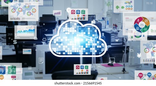 Cloud Computing Concept. Software As A Service. SaaS. ERP. Enterprise Resources Planning.