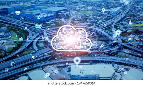 Cloud Computing Concept. Transportation And Technology Concept. ITS (Intelligent Transport Systems). Mobility As A Service.