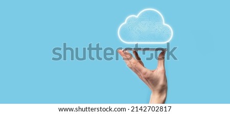 Cloud computing concept,cloud for transfer data.Cloud computing, big data center, future infrastructure, digital ai concept. Virtual hosting symbol,icon. upload download.Virtual hosting symbol.